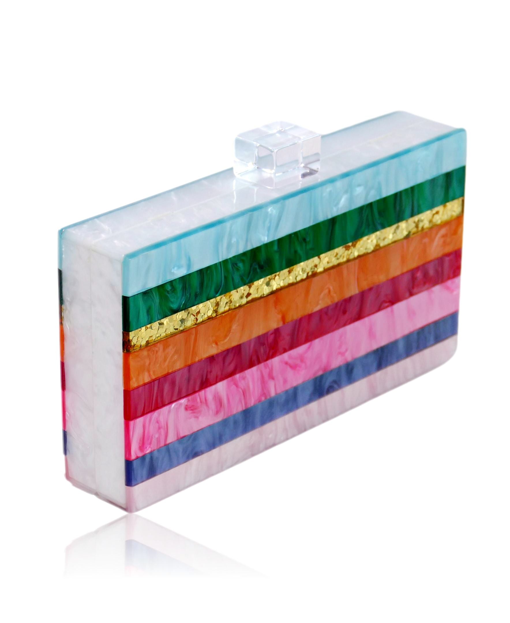 Dreaming Rainbow Stripe Women's Acrylic Box Clutch-1