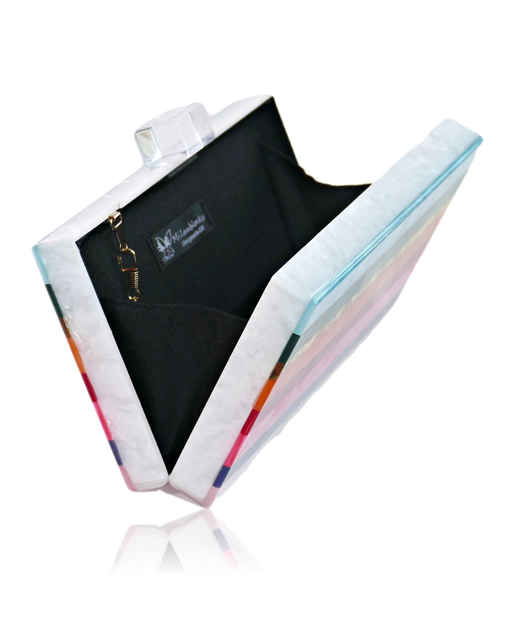 Dreaming Rainbow Stripe Women's Acrylic Box Clutch-3