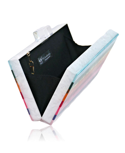 Dreaming Rainbow Stripe Women's Acrylic Box Clutch-3