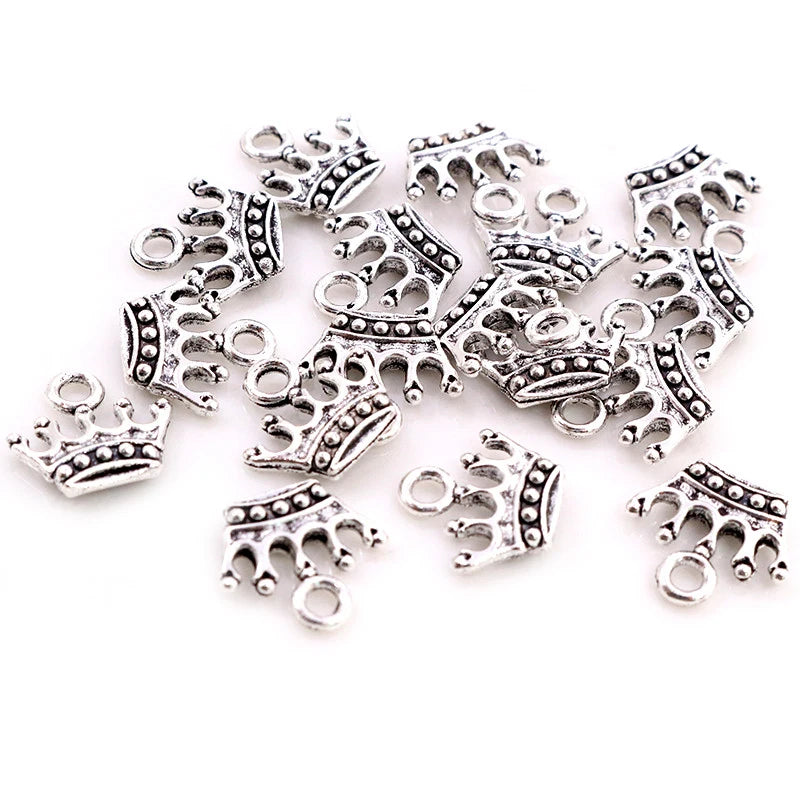 20pcs Crown Charms Antique Silver Gold Bronze Pendants