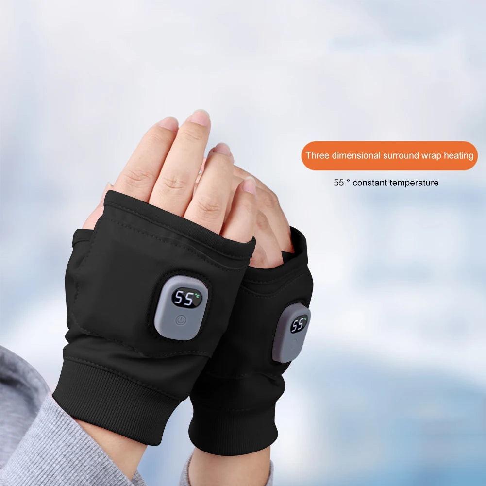 Ultieme Oplaadbare Touchscreen Verwarmde Handschoenen - 360° Warmte voor Buiten Hiking en Fietsen, Vingerloze Ontwerp voor Maximale Behendigheid!