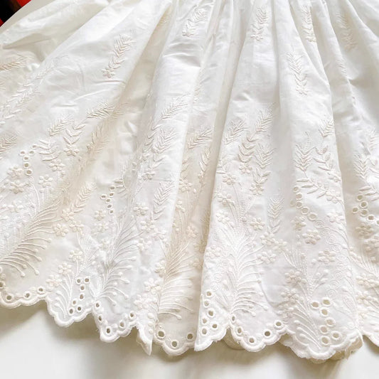 1 Yard White Cotton Jacquard Lace Fabric Baby Clothes Skirt Hem DIY Sewing Home Decoration