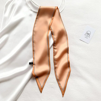 Trendy Floeiende Satijnen Zijde Haar Riem Sjaal voor Vrouwen – Stijlvolle Nekstrik, Tas Sjaal en Skinny Haarband – 2024 Collectie