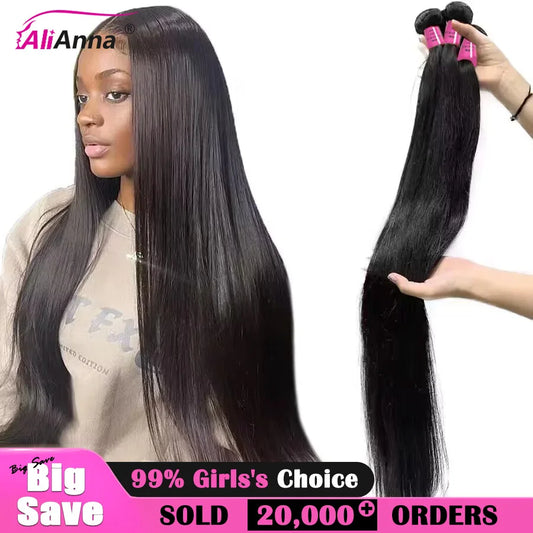 Luxueuze ALIANNA 26-Inch 10A Braziliaanse Rauwe Menselijke Haar Weave Bundels - Beschikbaar in 30, 38 en 40 Inch van Gladde Rechte Extensions!