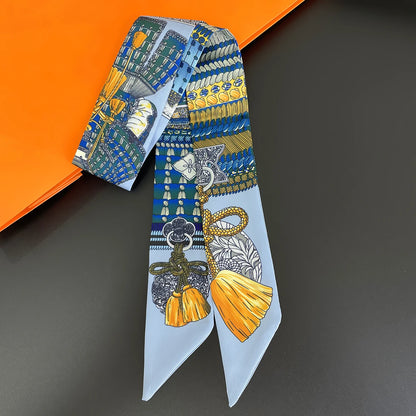 2024 Chic Zebra Florale Zijden Sjaal - Luxe Modeaccessoire voor Vrouwen, Veelzijdige Haarband, Stijlvolle Neckerchief en Elegante Tas Sjaal