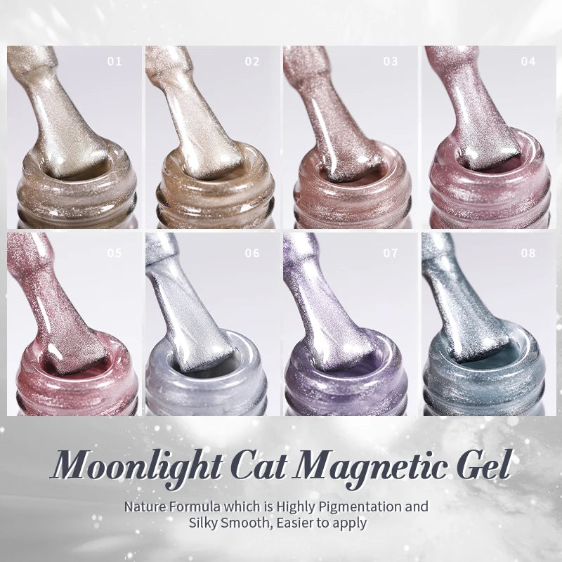 Betoverende Zilveren Maanlicht Kat Magnetische Gel Nagellak - Witte Licht Sprankelende Glitter, Semi- Permanente Nagellak (10ml)