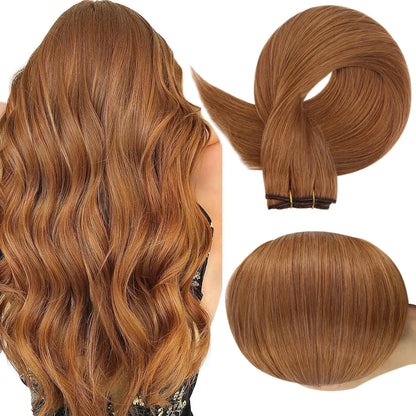 Verander Je Uiterlijk met Full Shine Ombre Blonde Menselijk Haar Weft Extensions - Zijdeachtig Steil 100g Remy Skin Dubbele Weft Bundels voor een Perfecte Salonafwerking!
