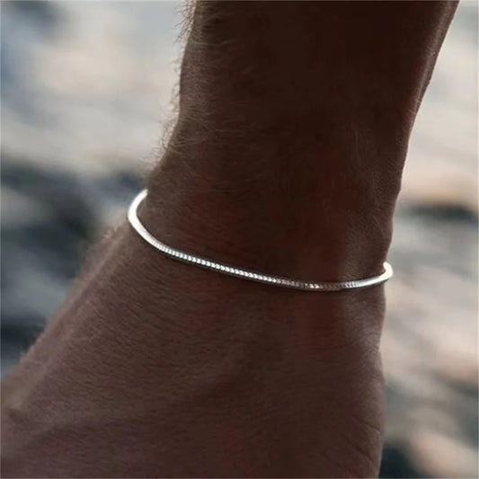 Stijlvolle Vierkante Rvs Slangenbeen Schakelarmband - Trendy Hip-Hop Sieraden voor Mannen en Vrouwen - Perfect voor Feesten en Speciale Gelegenheden!