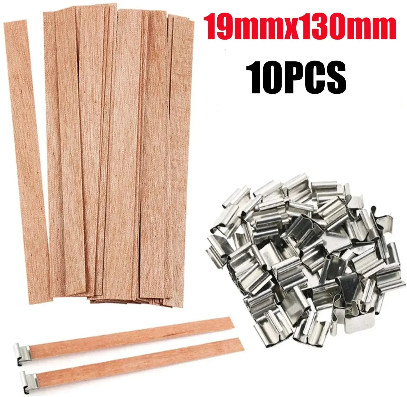 DIY Wood Wick Candle Kit with Metal Bases Smokeless Crackling Wicks for Soy Wax Scented Candle Making