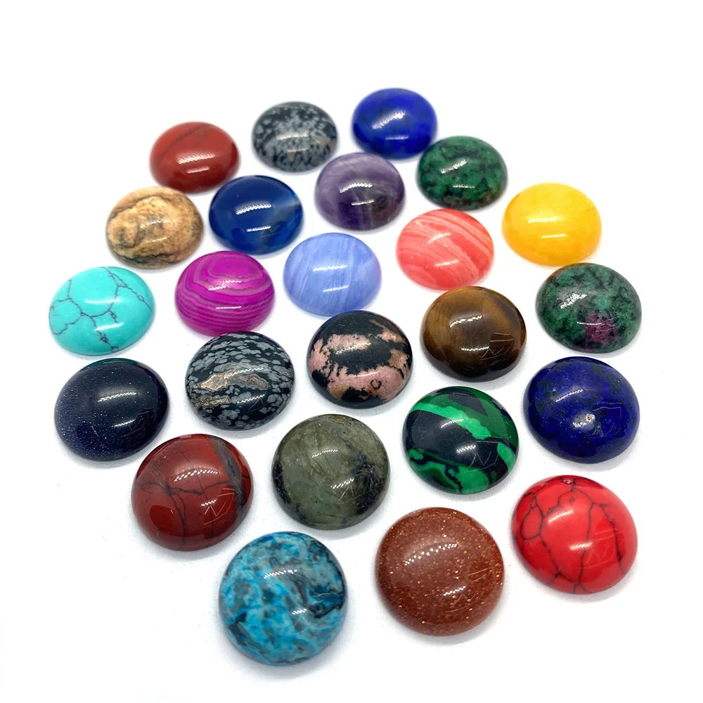 Round Natural Stone Cabochons 4-25mm Flat Back Gemstone Cabs 10pcs for Jewelry Making Rings Earrings Pendants