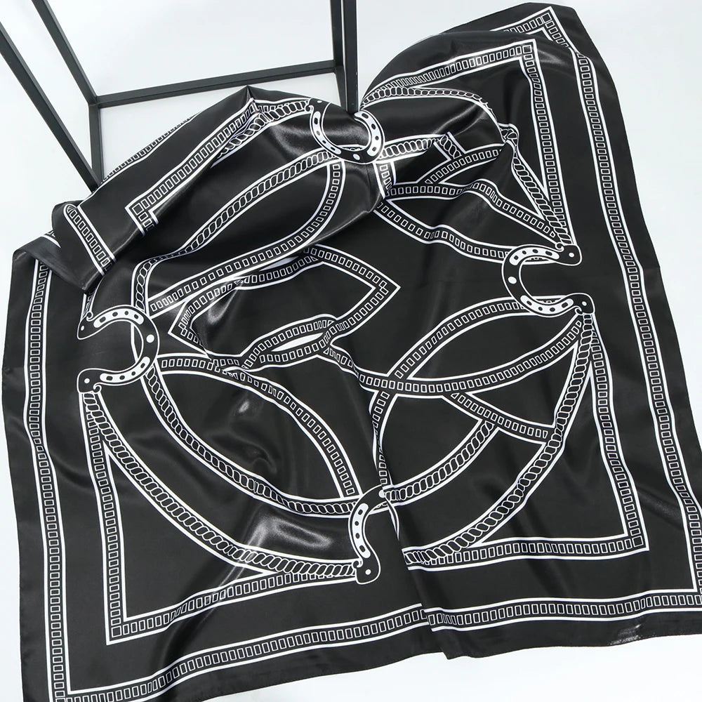 Elegante Zijden Headscarf voor Vrouwen - Luxe Satijnen Zomer Foulard & Stijlvolle 90cm Vierkante Haardoek Bandana