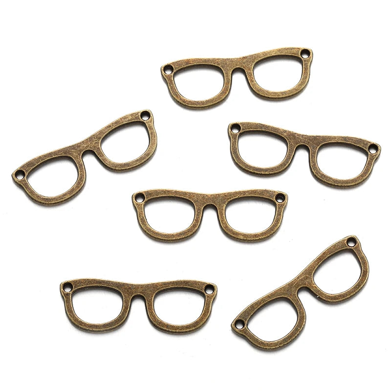 20pcs 6 Color glasses Charms For Bracelets Necklace Keychain Pendant DIY Handmade Jewelry Making accessories 10*29mm J494