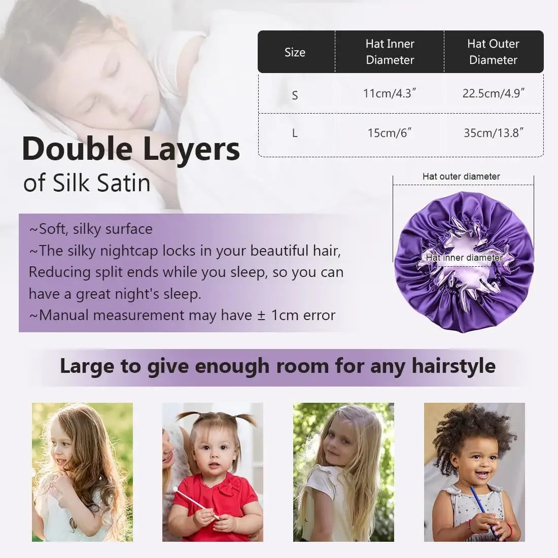 Double Layer Silk Satin Bonnet Lady Night Sleep Hats Fashion Shower Cap Head Cover for Women
