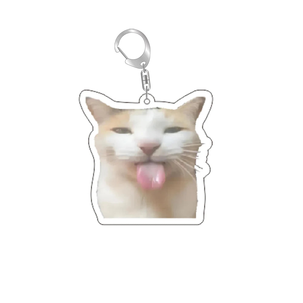 Schattige Grappige Kat Memes Sleutelhanger - Perfecte Studenten Gift, Stijlvolle Lanyard, Schattige Hanger voor Dameshandtassen, Betaalbaar Cadeau voor Je Beste Vrienden!