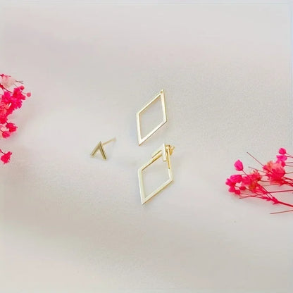 Chic Retro Minimalistische Geometrische Vierkante Afneembare Driehoek Stud Oorbellen - Perfecte Mode Accessoires voor Vrouwen & Ideale Feestcadeaus!