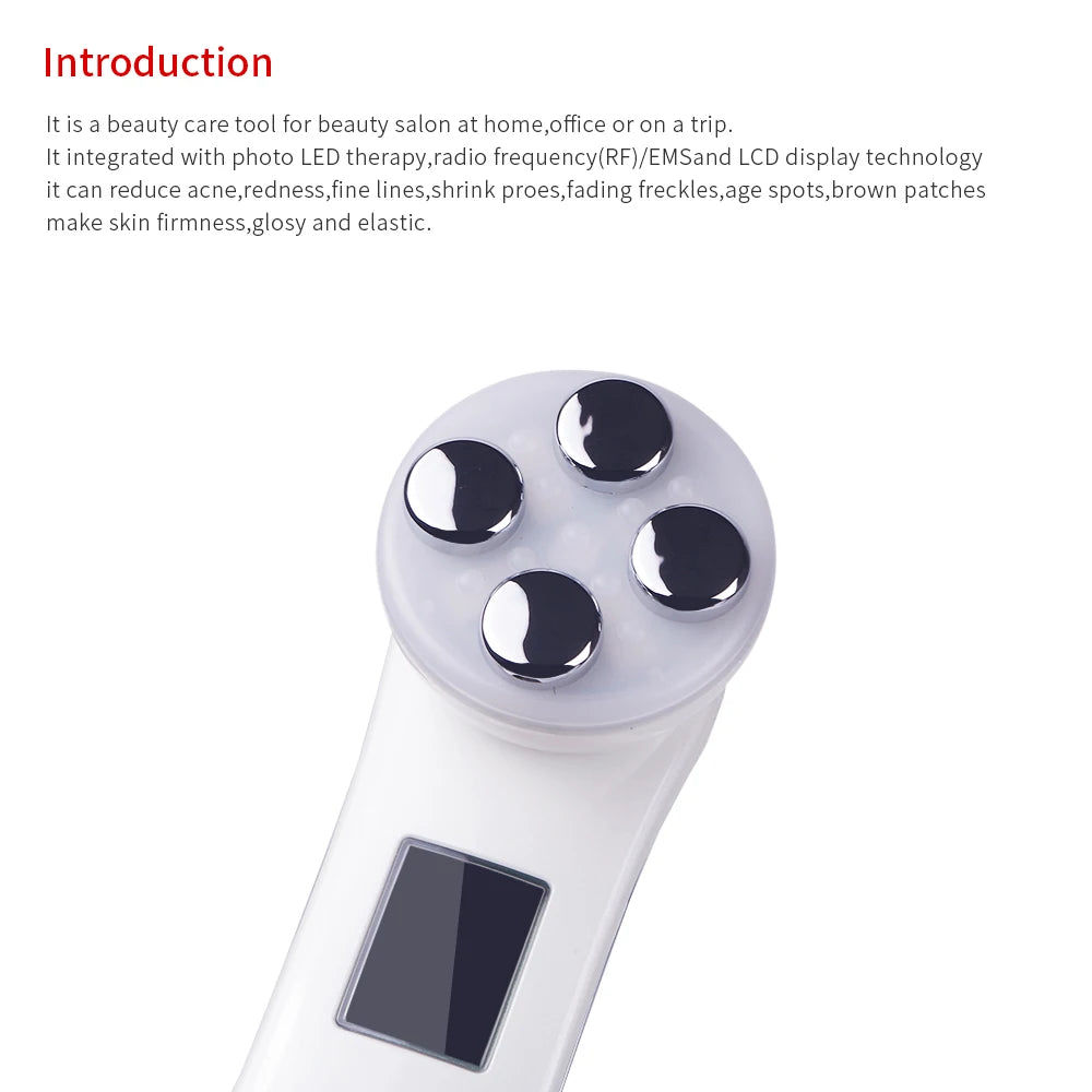 All-in-One RF Radiofrequentie EMS LED Schoonheidsapparaat voor Huidverstrakking, Lift en Rimpelbestrijding - Gezichtsmassager voor een Stralende Huid