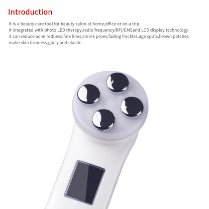 All-in-One RF Radiofrequentie EMS LED Schoonheidsapparaat voor Huidverstrakking, Lift en Rimpelbestrijding - Gezichtsmassager voor een Stralende Huid