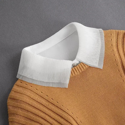 Chic 2024 Voorzijde Strik Witte Afneembare Kant Kraag voor Dames – Vintage Stijl Blouse Accessoire voor een Modebewuste Uiterlijk