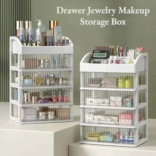 Stijlvolle Lade Organizer - Hoge Capaciteit Transparante Opbergdoos voor Sieraden en Huidverzorging, Stofdicht en Perfect voor het Opruimen van je Bureau