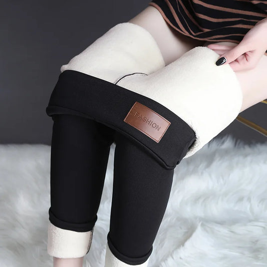 Gezellige Chique Dames Hoge Taille Thermoleggings - Naadloze Lamfleece voor Ultieme Warmte deze Winter