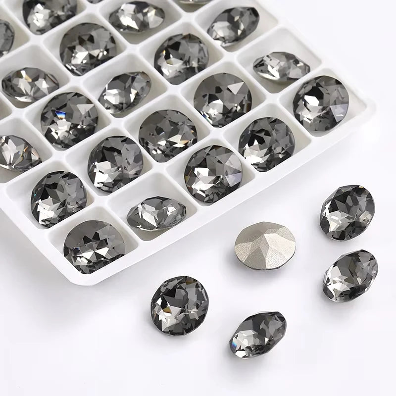 20 Pieces of Round K9 Glass Rhinestones Pointback Crystal 32 Facet Loose Stones for Jewelry Making Nail Art Garment Decor