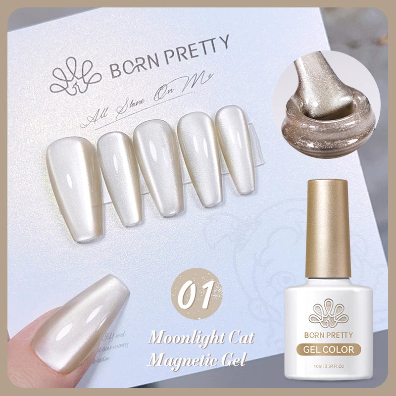 Betoverende Zilveren Maanlicht Kat Magnetische Gel Nagellak - Witte Licht Sprankelende Glitter, Semi- Permanente Nagellak (10ml)