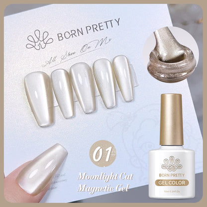 Betoverende Zilveren Maanlicht Kat Magnetische Gel Nagellak - Witte Licht Sprankelende Glitter, Semi- Permanente Nagellak (10ml)