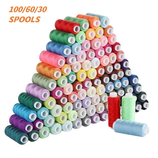 Lot de 100 bobines de fil couture polyester multicolore 250 yards couture main machine DIY