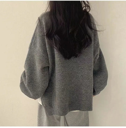 Chic Oversized Gebreide Trui voor Vrouwen - Gezellige Casual Winterkleding in Effen Kleuren