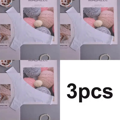 3-delige Naadloze IJden Zijde Lage Taille V-hals Slipjes voor Dames – Ademend, Sneldrogend Katoenen Kruideniers Ondergoed