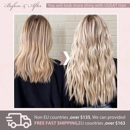 [16 Kleuren] Ugeat Clip in Haarextensions Menselijk Haar 14-22" Dubbele Weft Remy Haar Volledige Hoofd Clip in Extensions voor Vrouwen 7 Stuks