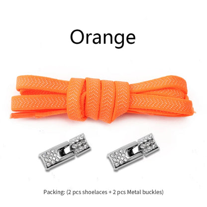 Geen-Knoop Elastische Sneakersluitingen met Diamantkruisvergrendelingen - Perfect voor Kinderen en Volwassenen, 8MM Breedte
