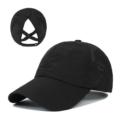 Stijlvolle Zomer Effen Kleur Baseball Caps voor Dames - Perfect voor Golf, Sport en Vrije Tijd met Handig Paardenstaartontwerp en Sneldrogend Gaas!
