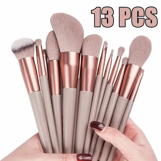 Luxe 13-delige Zachte Fluffy Makeupkwasten Set voor Perfecte Foundation, Blush, Poeder en Oogschaduw Applicatie - Perfecte Kabuki Menggereedschappen