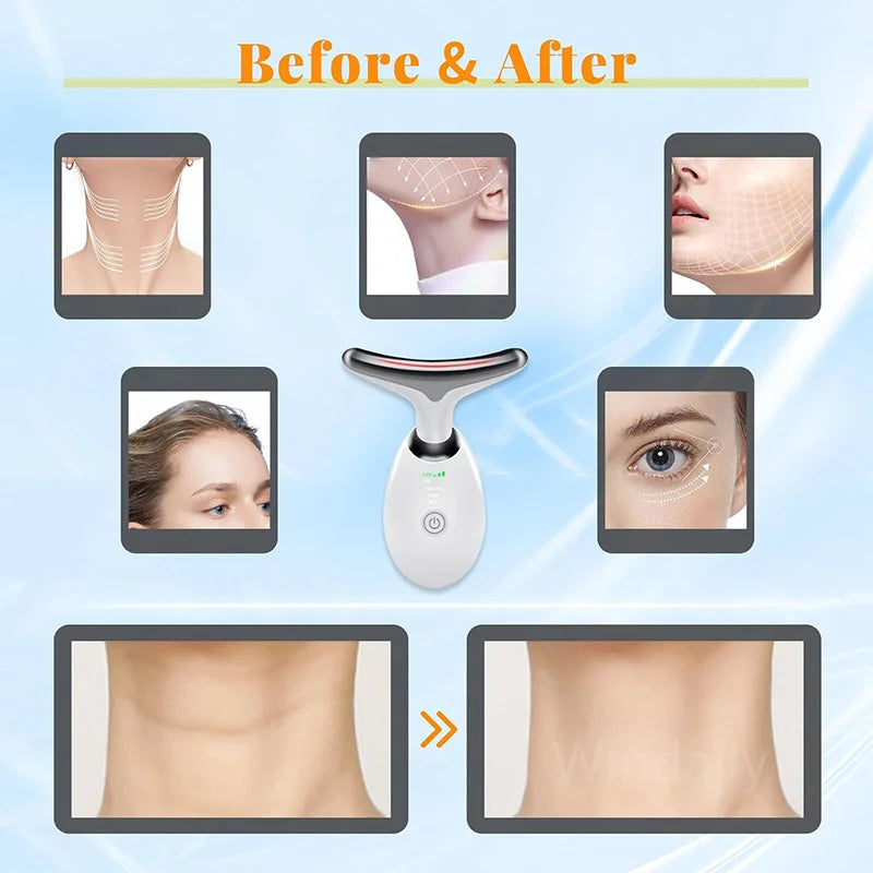 Herleef Je Huid: 7-Kleur Anti-Rimpel Gezichtsmassager voor Hals en Gezicht - Verstevig en Lift met Dit Dubbele Kin Vermindering Hulpmiddel!