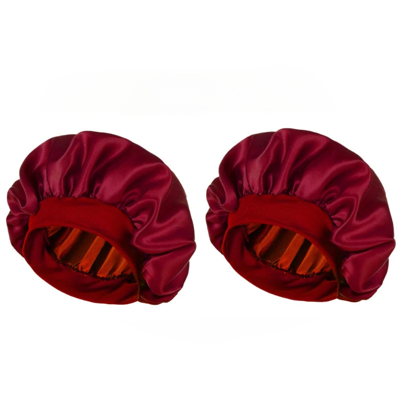 Satin Bonnets Night Sleeping Cap Large Elastic Wide Soft Band Colorful Silk Hat for Curly Hair Care Beauty Makeup for Women Men