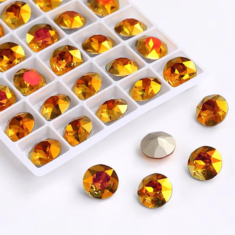 20 Pieces of Round K9 Glass Rhinestones Pointback Crystal 32 Facet Loose Stones for Jewelry Making Nail Art Garment Decor