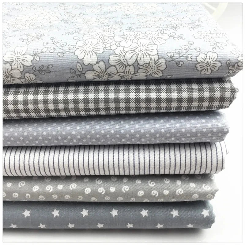 Gray Floral Cotton Fabric 160x50cm Printed Quilting Fabric for Sewing Patchwork Baby Bedding DIY