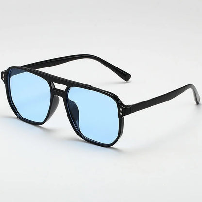 Chic Vintage Unisex Grote Vierkante Zonnebril - Stijlvolle Designer Zonnebrillen met UV400 Bescherming voor Mannen en Vrouwen - Slanke Zwarte Lenzen