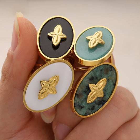 Omarm je Wilde Spirit: 2024 Nieuwe Rvs Ringen voor Vrouwen – Vintage Natuurlijke Steen Luxe Statement Sieraden, Waterdicht en Stylish!