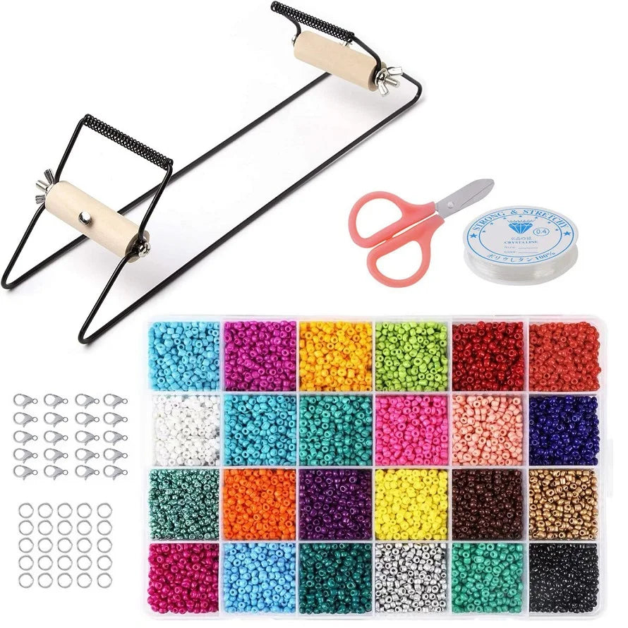 Perlenwebrahmen DIY Set Schmuckherstellung für Armbänder Ohrringe Halsketten Bastelset