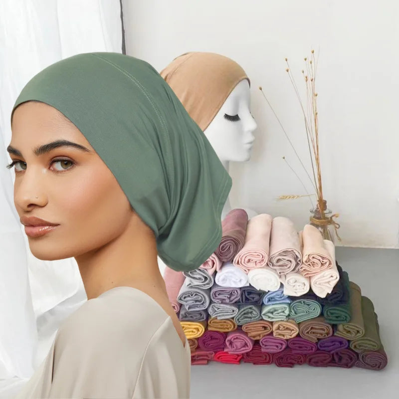 Chic en Stijlvol 56-Kleurige Vrouwen Binnen Hijab Tube Muts - Premium Bamboe Jersey Onderheadscarf voor Moslim Mode