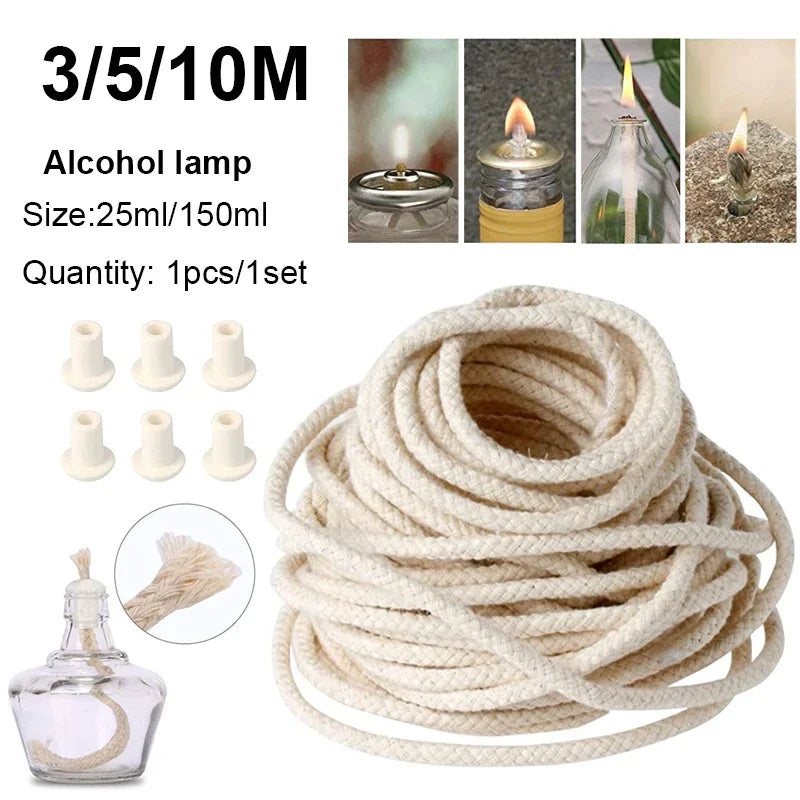 Cotton Candle Wick Roll Round Woven Wick 2mm to 8mm DIY Candle Making Oil Lamp and Wax Candle Supplies