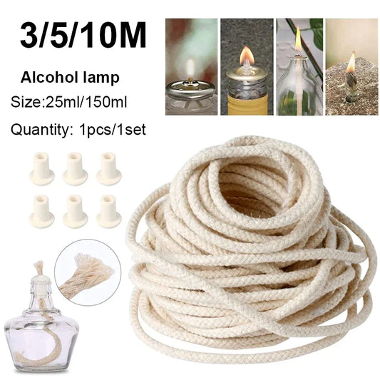 Cotton Candle Wick Roll Round Woven Wick 2mm to 8mm DIY Candle Making Oil Lamp and Wax Candle Supplies