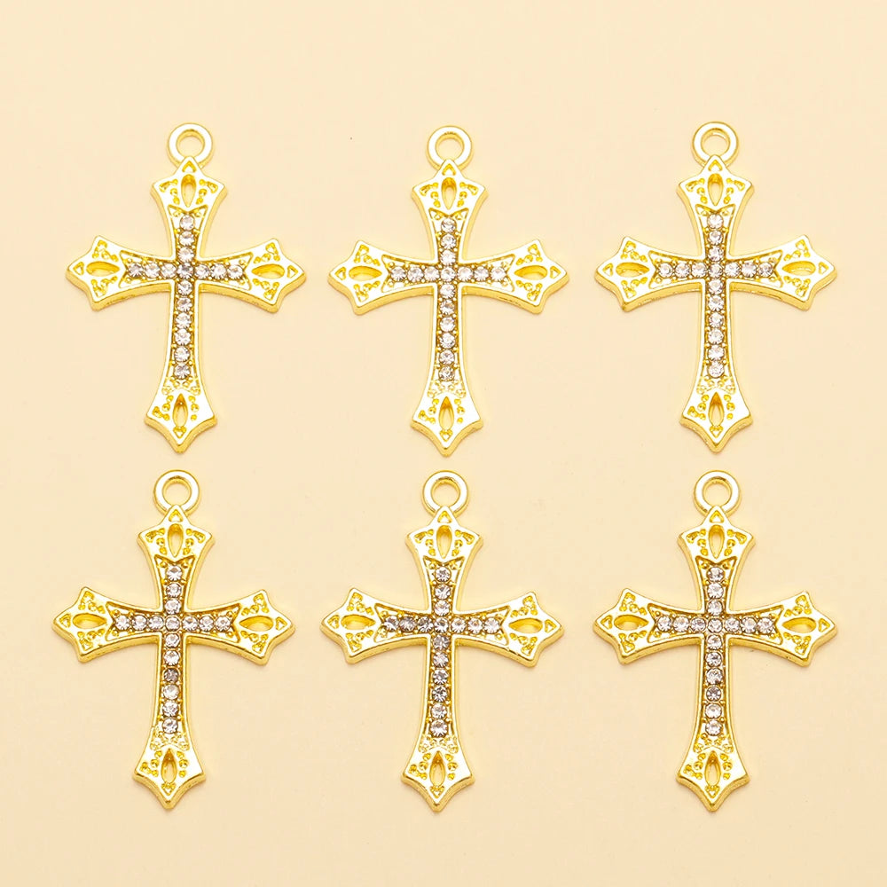 Crystal Cross Charms Gold Silver Crucifix Jewelry Making Supply