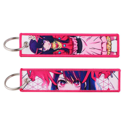 Stijlvolle Japanse Anime Geborduurde Sleutelhangers – Perfecte Sleuteltags voor Motorfietsen, Auto's en Rugzakken – Trendy Sleutelhanger Cadeaus voor Vrienden!