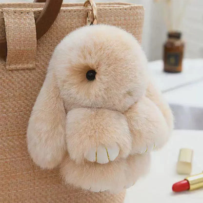 Schattige ZAKOL 15cm Fluffy Konijnenbont Pom Pom Sleutelhanger - De Perfecte Zachte en Schattige Accessoire voor Meisjes Tassen! Ideaal Cadeau voor Elke Gelegenheid!
