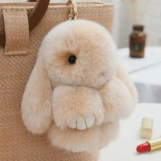 Schattige ZAKOL 15cm Fluffy Konijnenbont Pom Pom Sleutelhanger - De Perfecte Zachte en Schattige Accessoire voor Meisjes Tassen! Ideaal Cadeau voor Elke Gelegenheid!