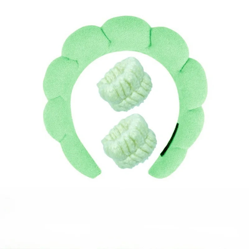 Pluche Spa Hoofdband & Polsband Set voor Moeiteloos Gezichtwassen - Perfect voor Huidverzorging, Makeup Verwijderen en Douchen - Ideaal voor Vrouwen en Meisjes