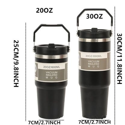 Prachtige roestvrijstalen vacuümtumbler met deksel - Draagbare geïsoleerde waterfles met elegante handgreep in 20/30oz maten